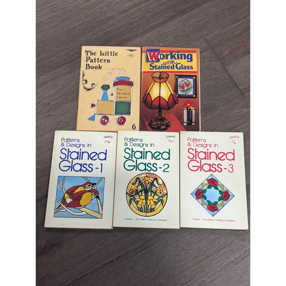Vintage Stained Glass Pattern Books Lot of 5 Wallach Designs Craft Instruction